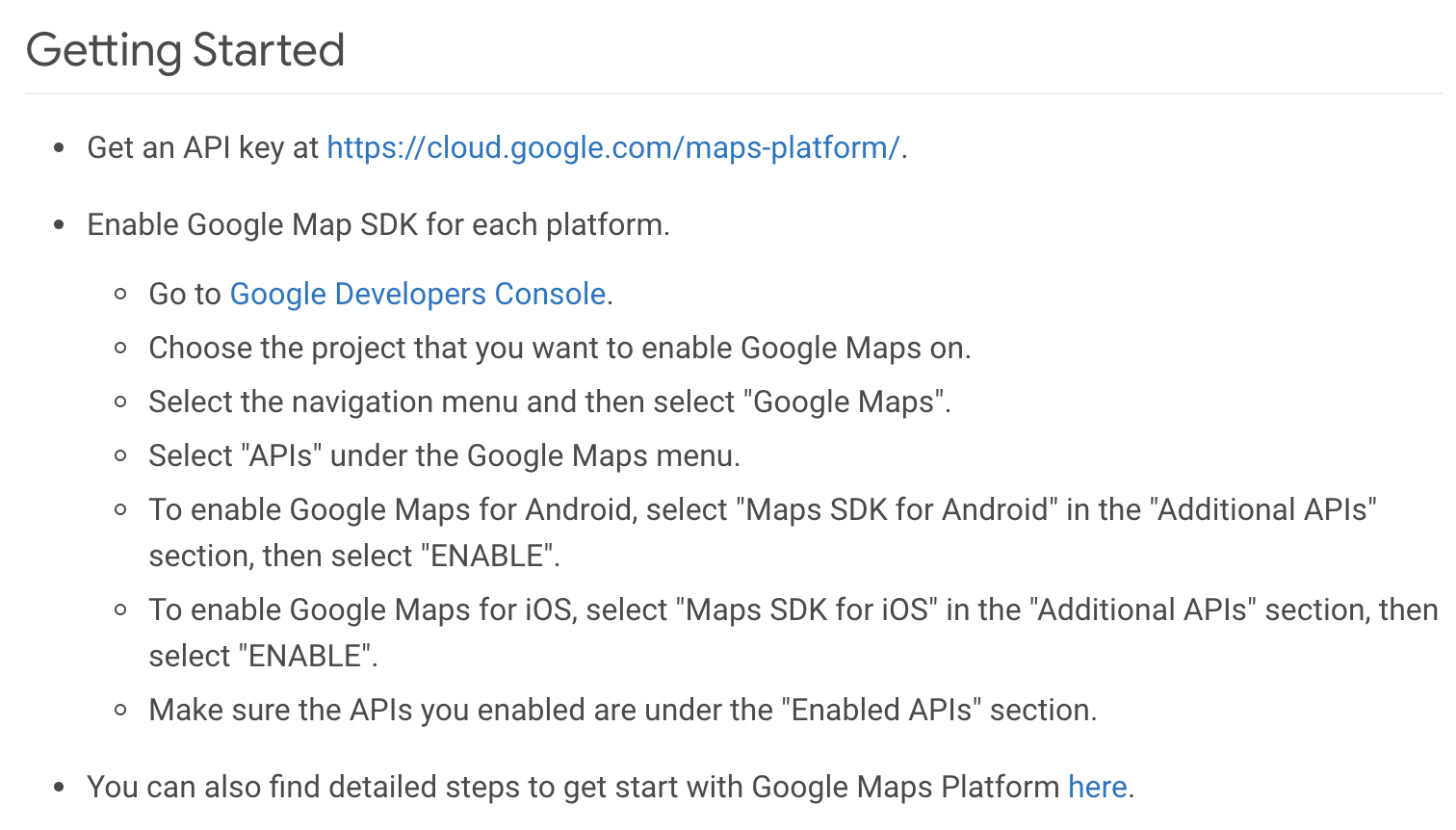 additional instructions to use google_maps_flutter